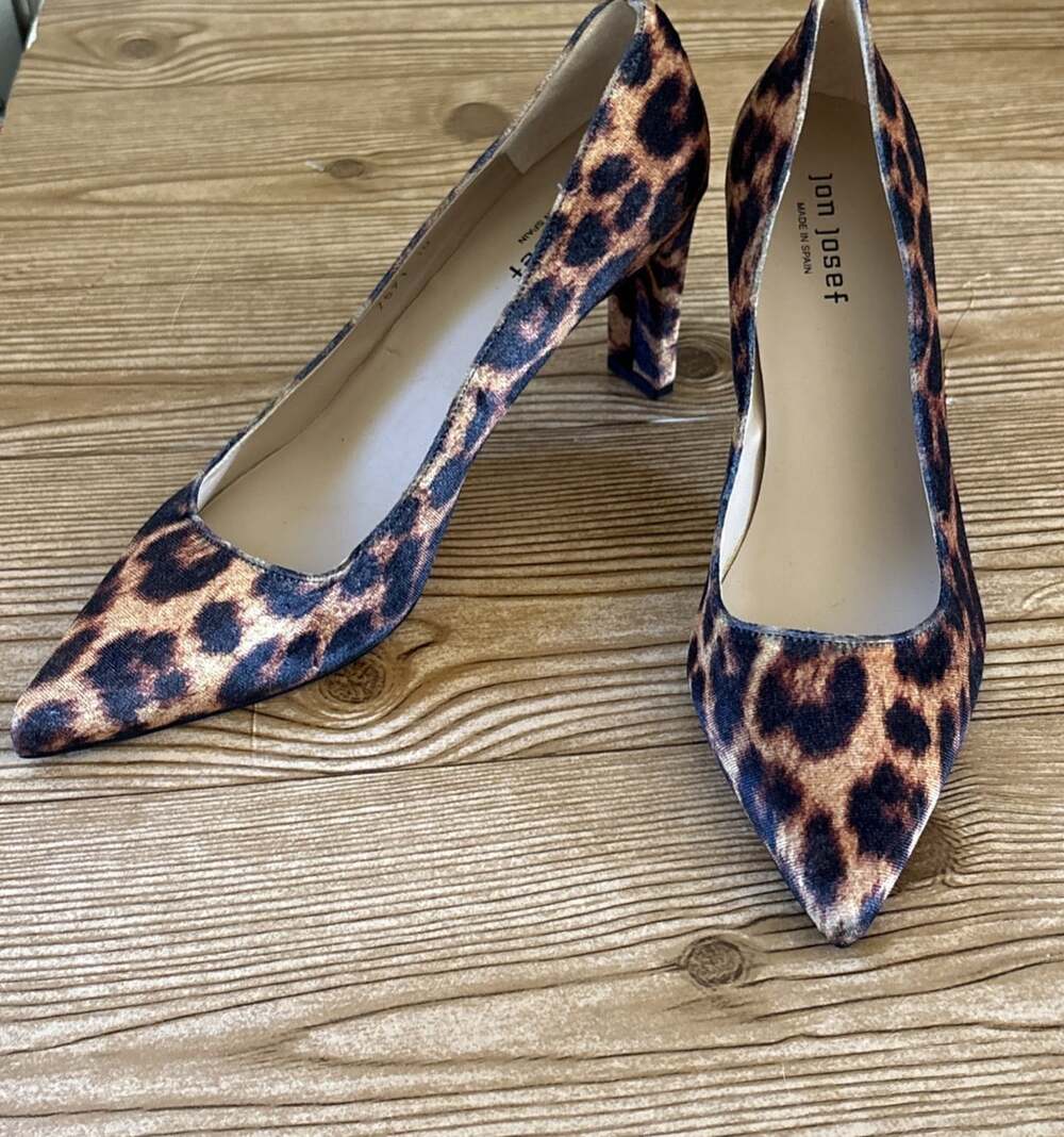 Jon Josef Cheetah Leopard Faux Hair & Leather Pumps Heels Size 10B 7591 Leather